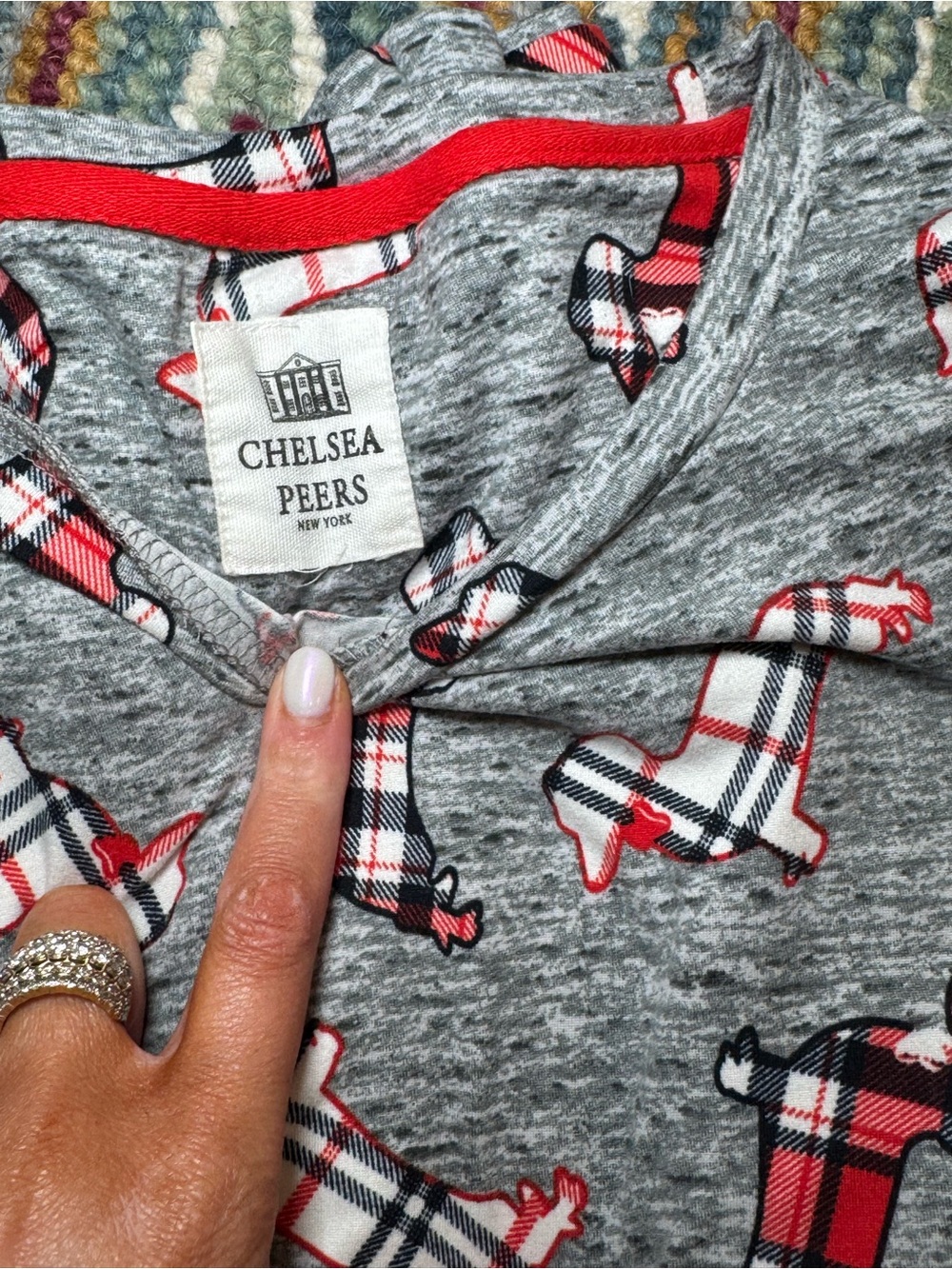 ▪️♥️🐶 ASOS Chelsea Peers Grey Plaid Dachshund Doxie Dog Pajama Set 🐶♥️▪️ - Picture 5 of 6